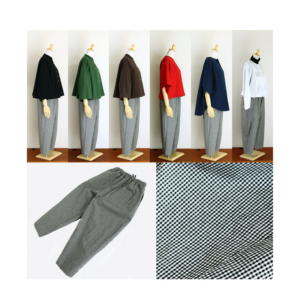 c_o_c_o_r_o　2mmギンガムチェック　バルーンパンツ　リネンコットン（西脇産）