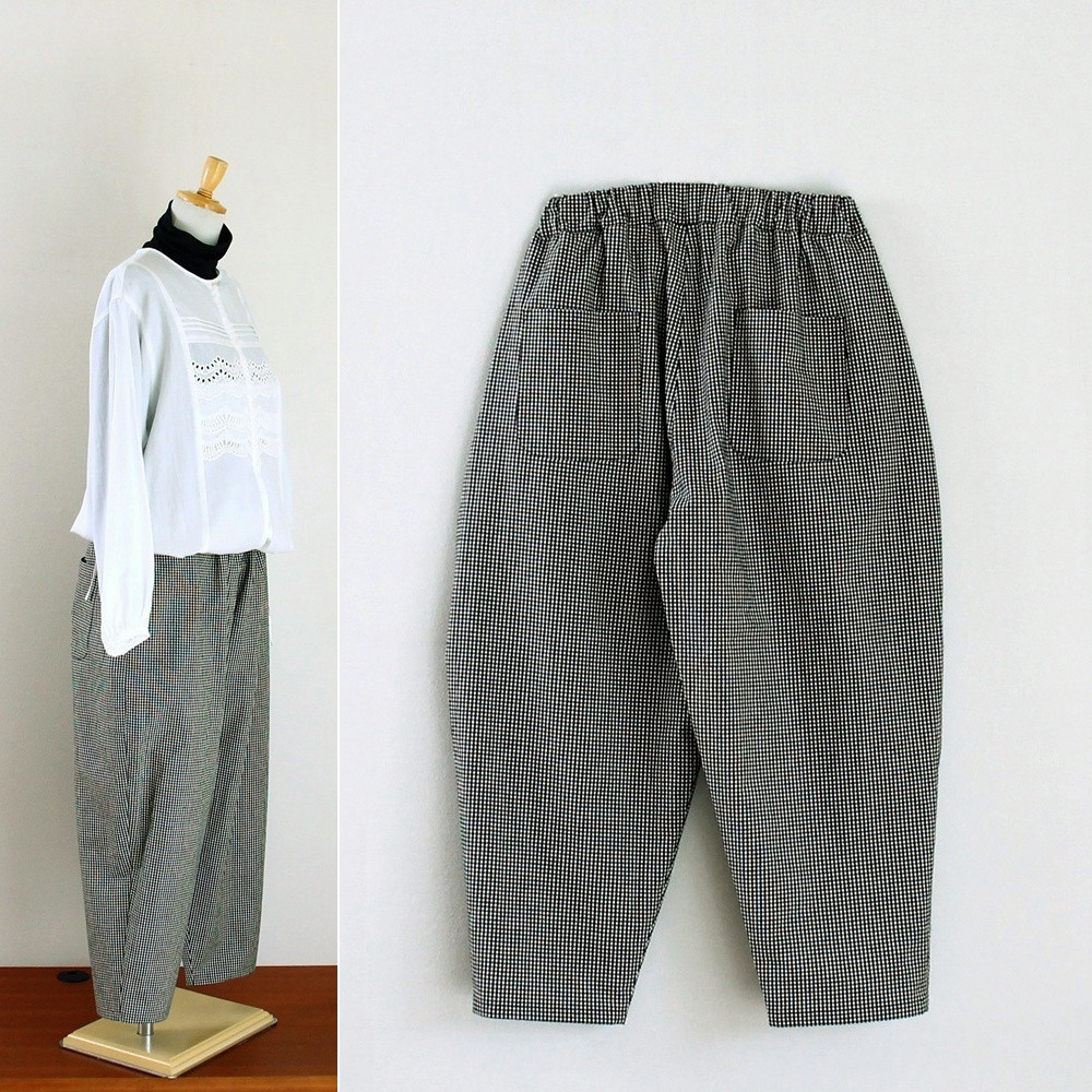 c_o_c_o_r_o　2mmギンガムチェック　バルーンパンツ　リネンコットン（西脇産）