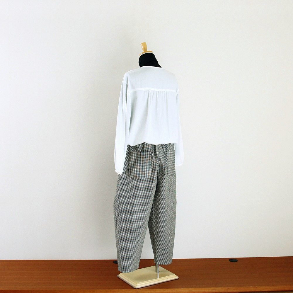 c_o_c_o_r_o　2mmギンガムチェック　バルーンパンツ　リネンコットン（西脇産）