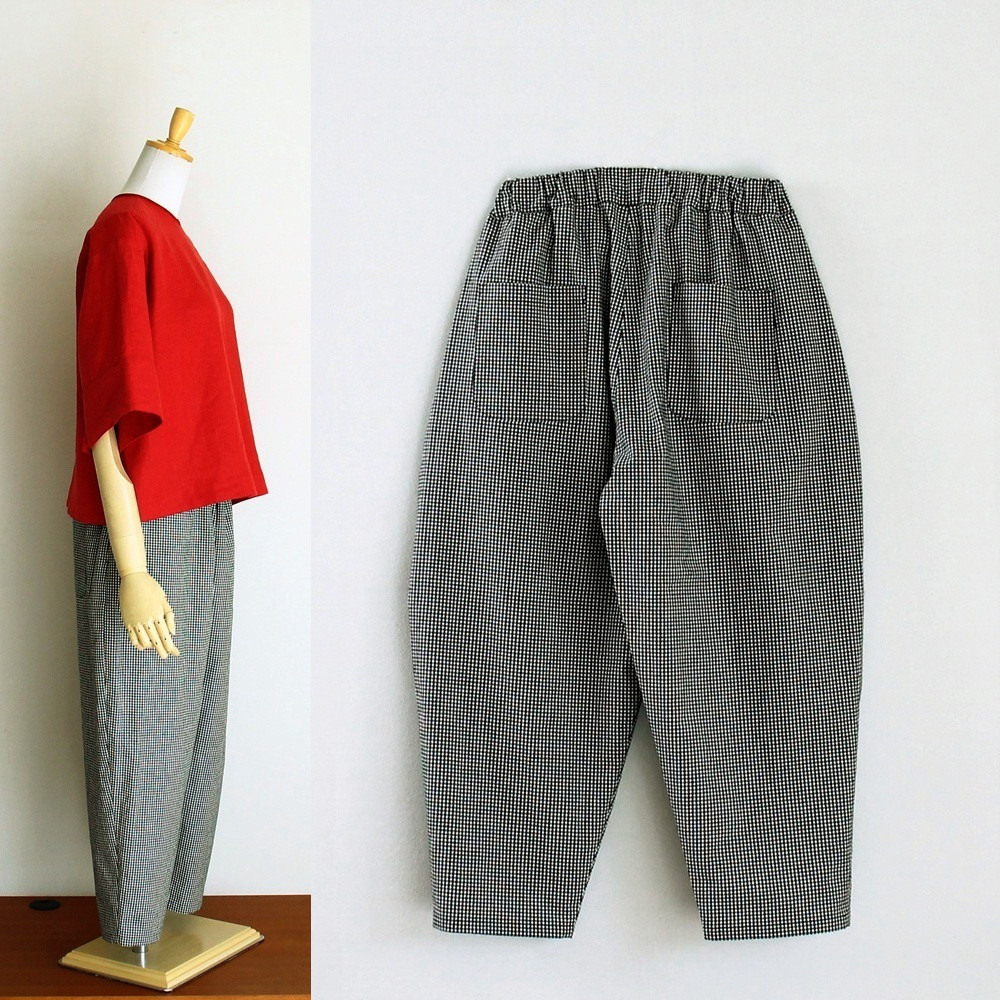 c_o_c_o_r_o　2mmギンガムチェック　バルーンパンツ　リネンコットン（西脇産）