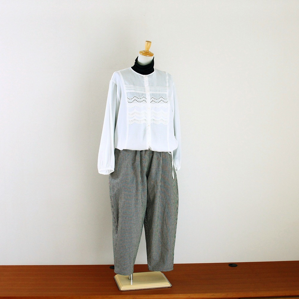 c_o_c_o_r_o　2mmギンガムチェック　バルーンパンツ　リネンコットン（西脇産）