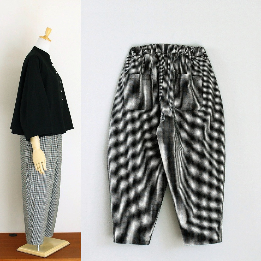 c_o_c_o_r_o　2mmギンガムチェック　バルーンパンツ　リネンコットン（西脇産）