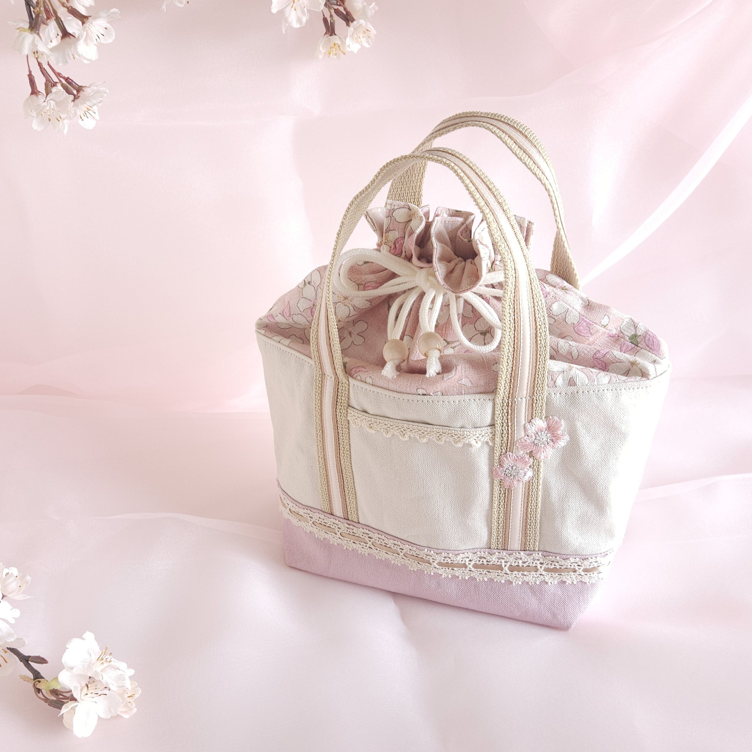 ～さくら日和～ランチバッグ✻ピンク／保冷保温／受注生産