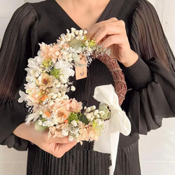 おしゃれ 北欧風 春色 ドライフラワー リース 22cm♪玄関 リビング 壁