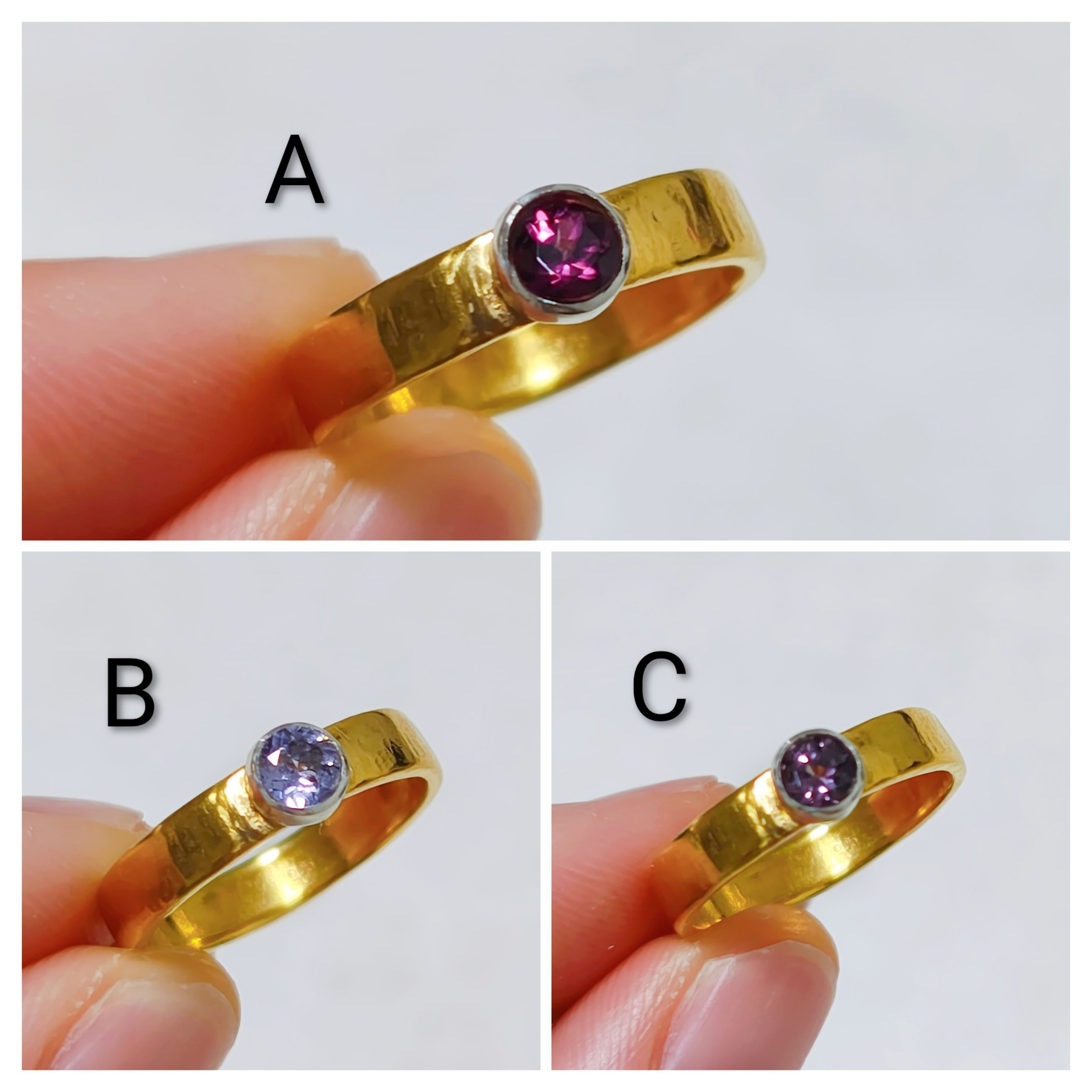 【一点物】11.5号 選べる天然石 スピネル ゴールドリング モダン 個性的 指輪 シルバー925 Silver925