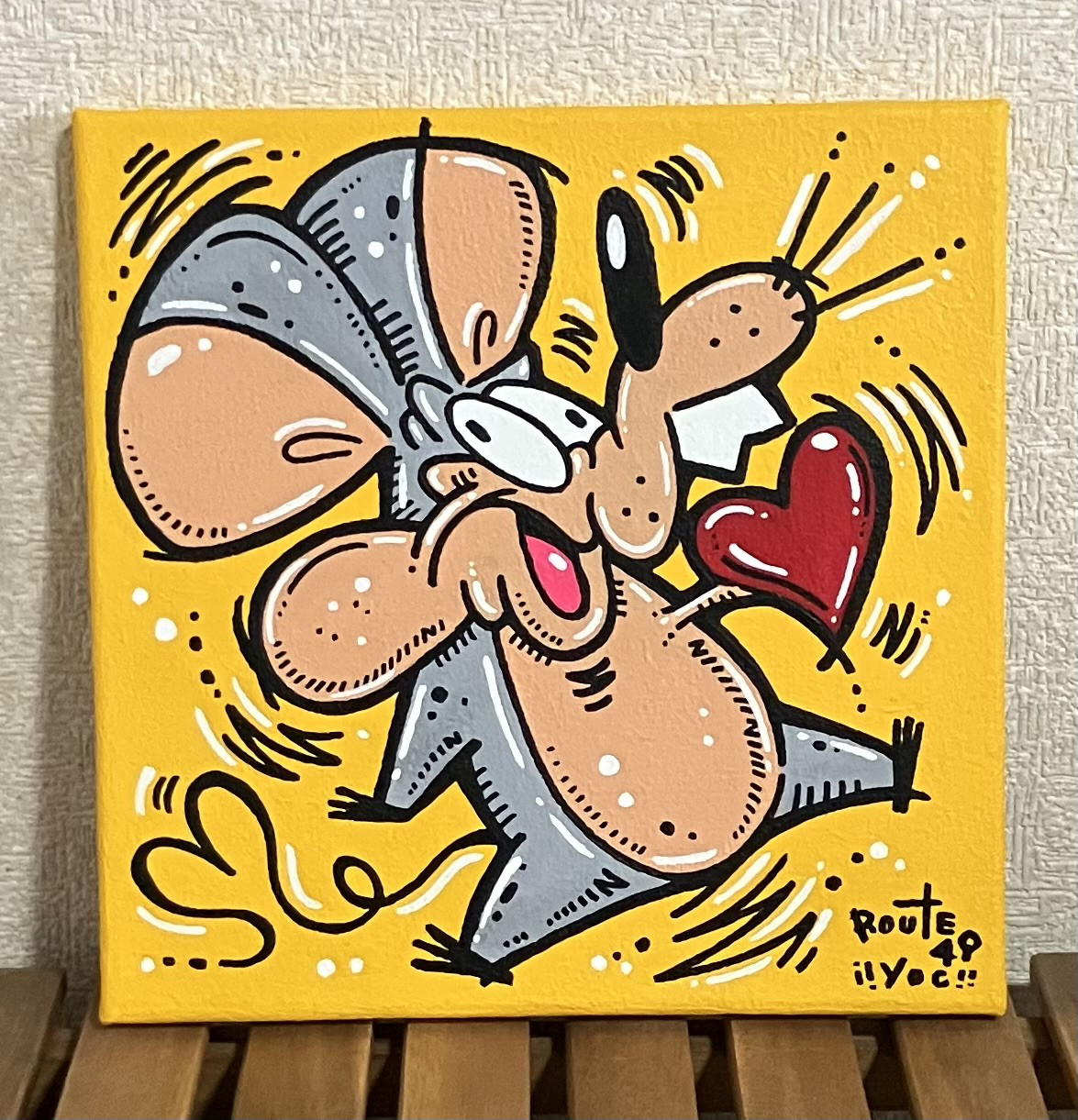 【ネズミハート】動物 アクリル絵の具 キャンバス 原画