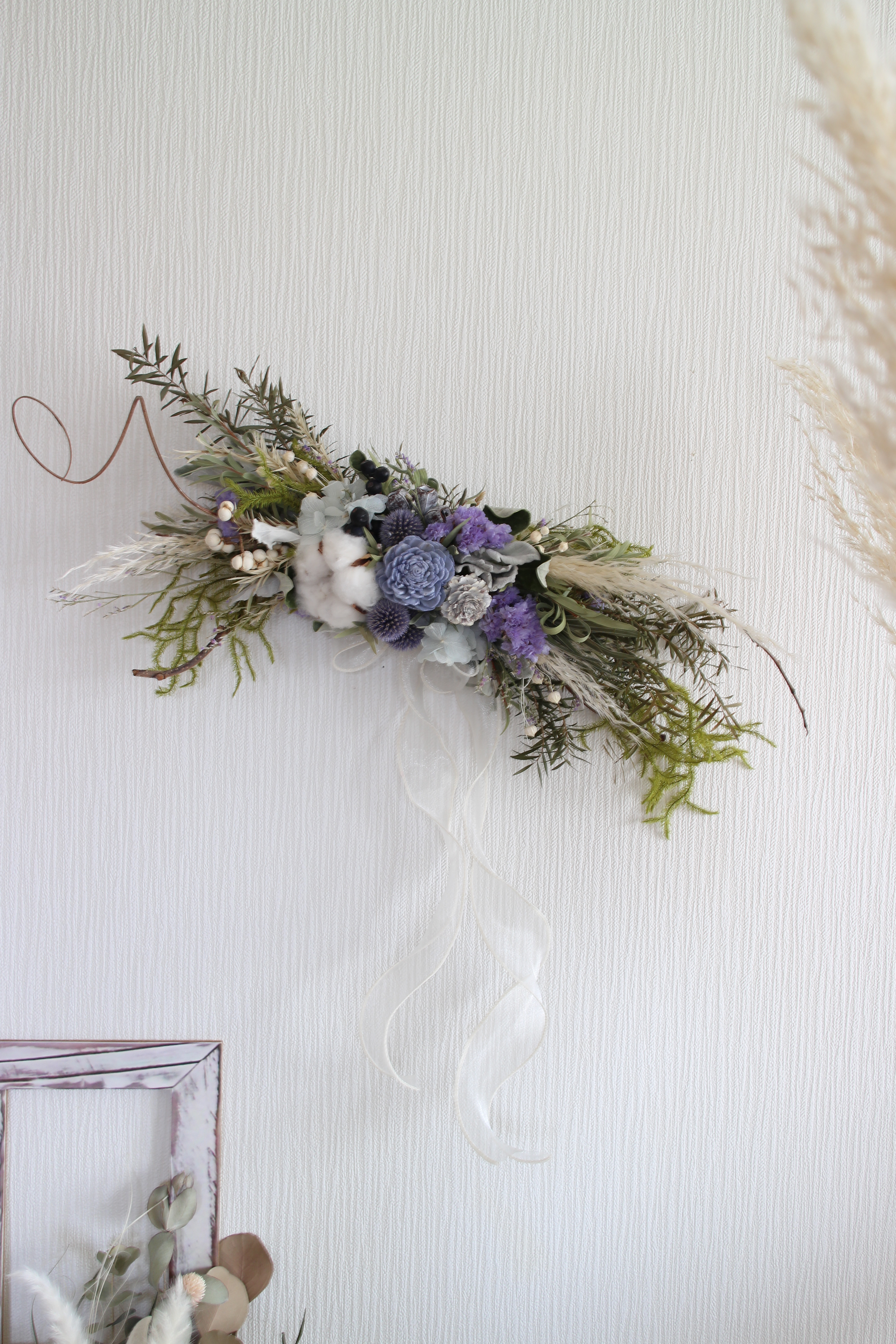 ドライフラワーの横長壁掛けインテリア 4,590円