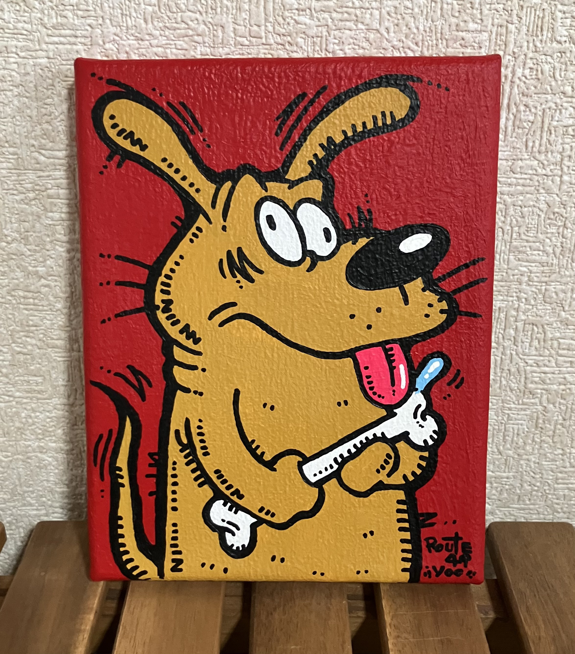 【懐かしの味】犬 アクリル絵の具 原画 キャンバス