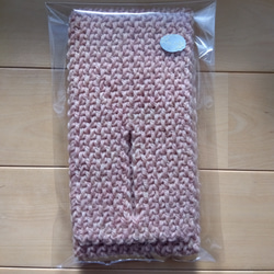 小さなマフラー【グレージュ×紺・青】 9枚目の画像