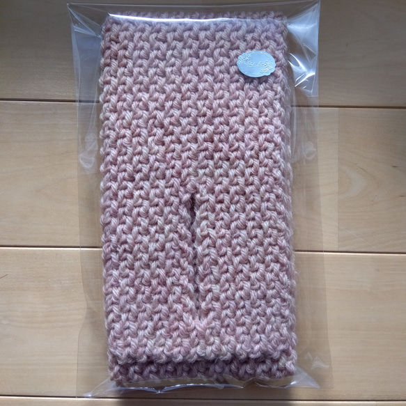 小さなマフラー【グレージュ×紺・青】 9枚目の画像