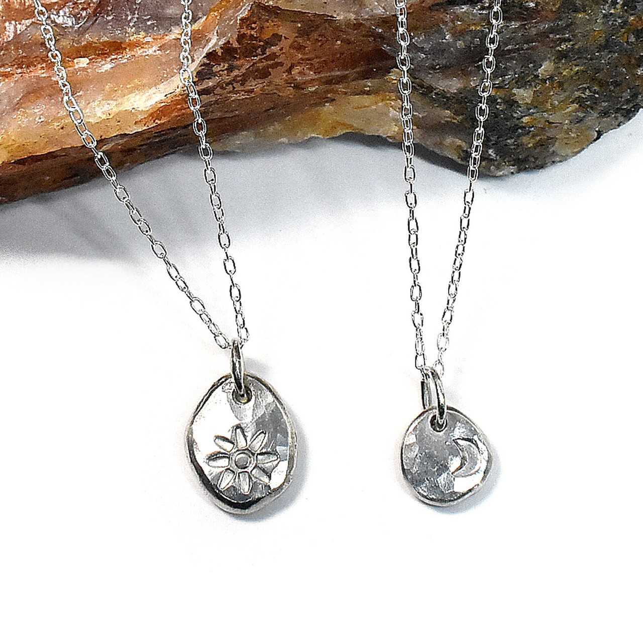 太陽と月 シルバー ペアネックレス PE-171