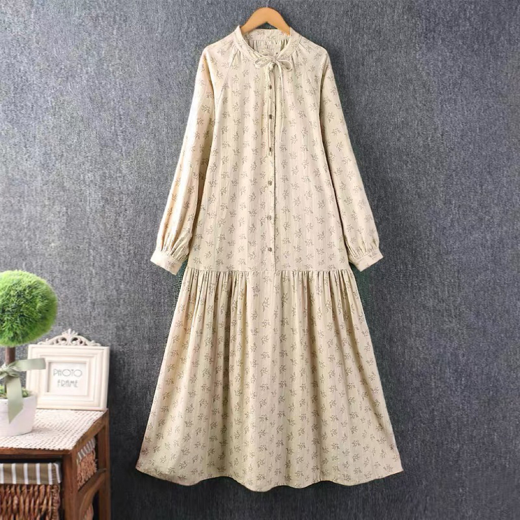 ワンピース 、長袖、春秋、ポケット付き