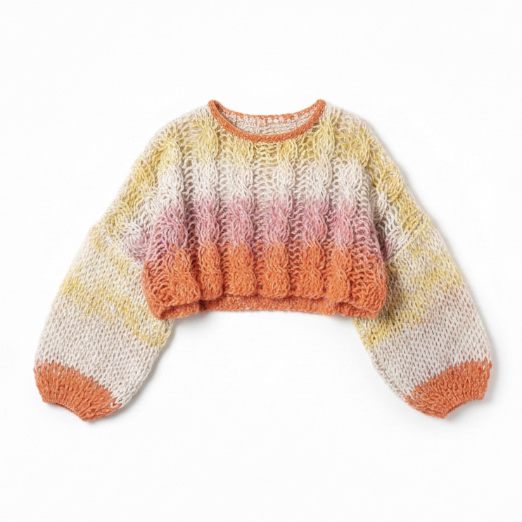 【手編み】キャロットケーキ色のオーバーサイズニット