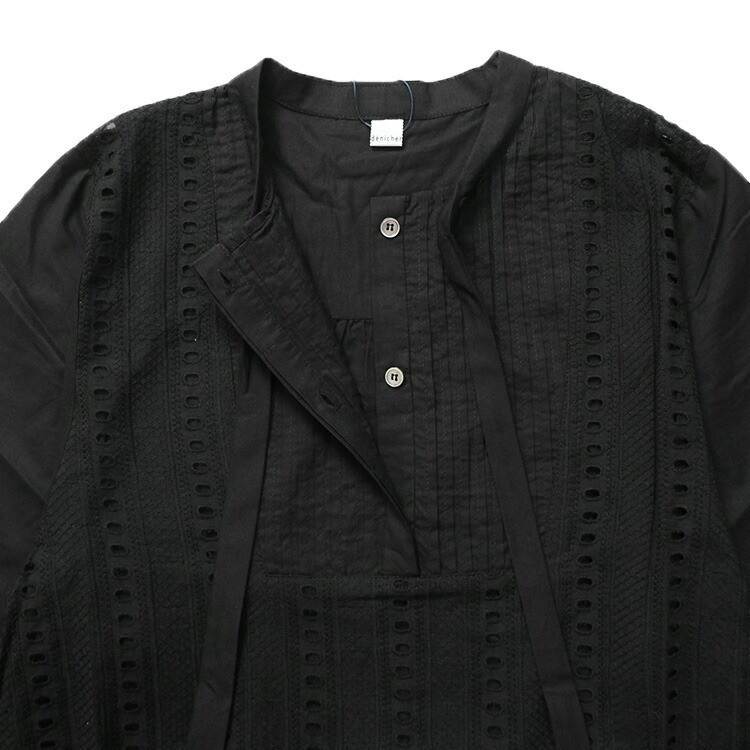 【2026SS 春夏】コットン 刺繍 切替 ボウタイ ブラウス D261104  denicher デニシェ