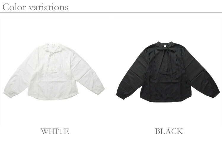 【2026SS 春夏】コットン 刺繍 切替 ボウタイ ブラウス D261104  denicher デニシェ