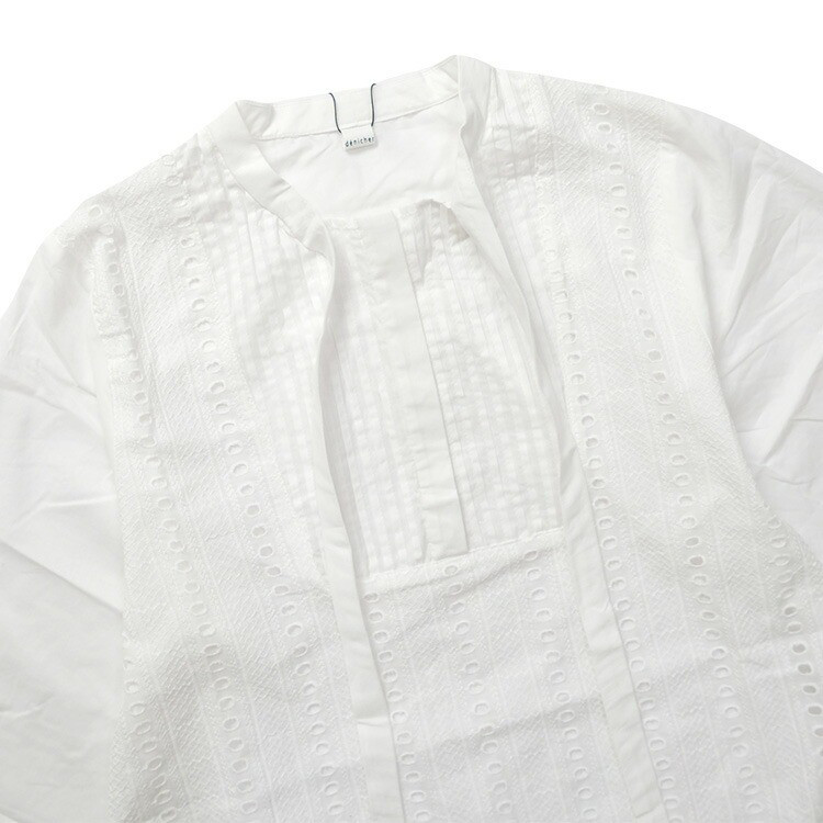 【2026SS 春夏】コットン 刺繍 切替 ボウタイ ブラウス D261104  denicher デニシェ
