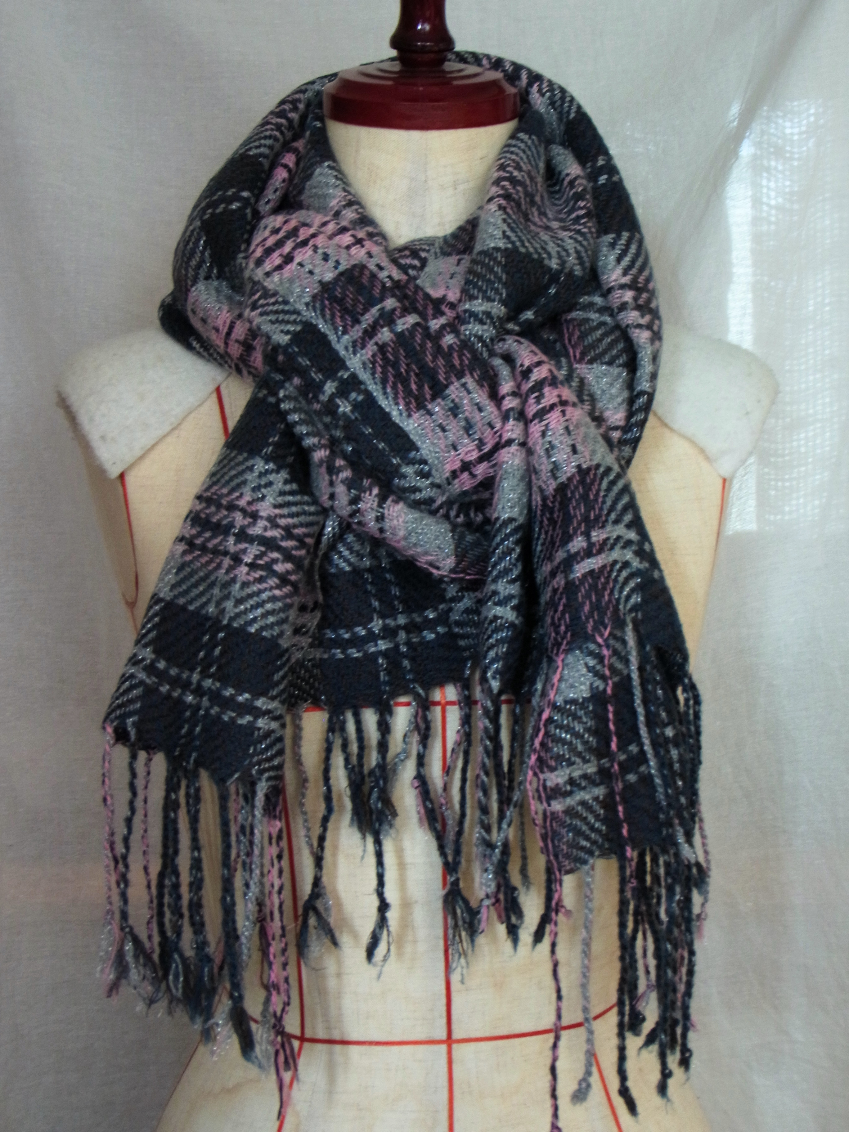 大判手織りマフラー