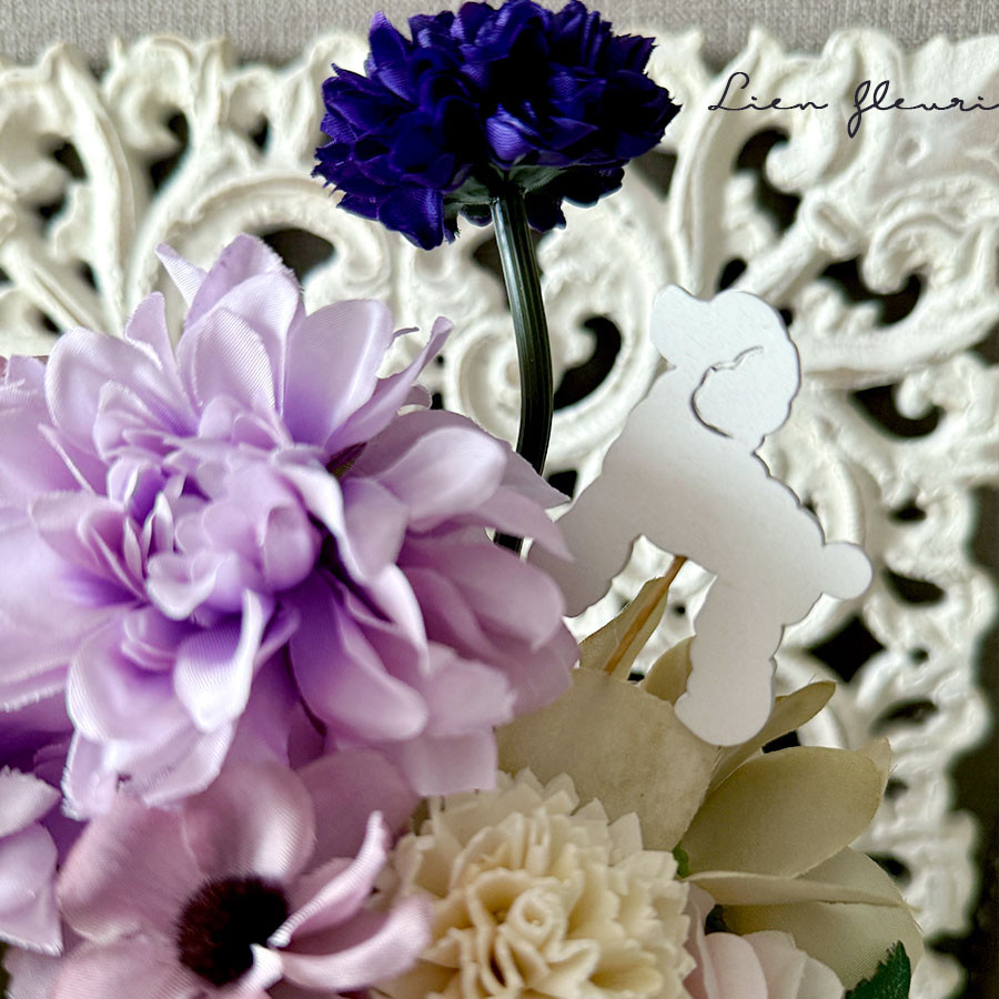 フラワーギフト ダリア アネモネ 香りつき 犬 猫 ピック 供花 ギフト ブリキ バスケット