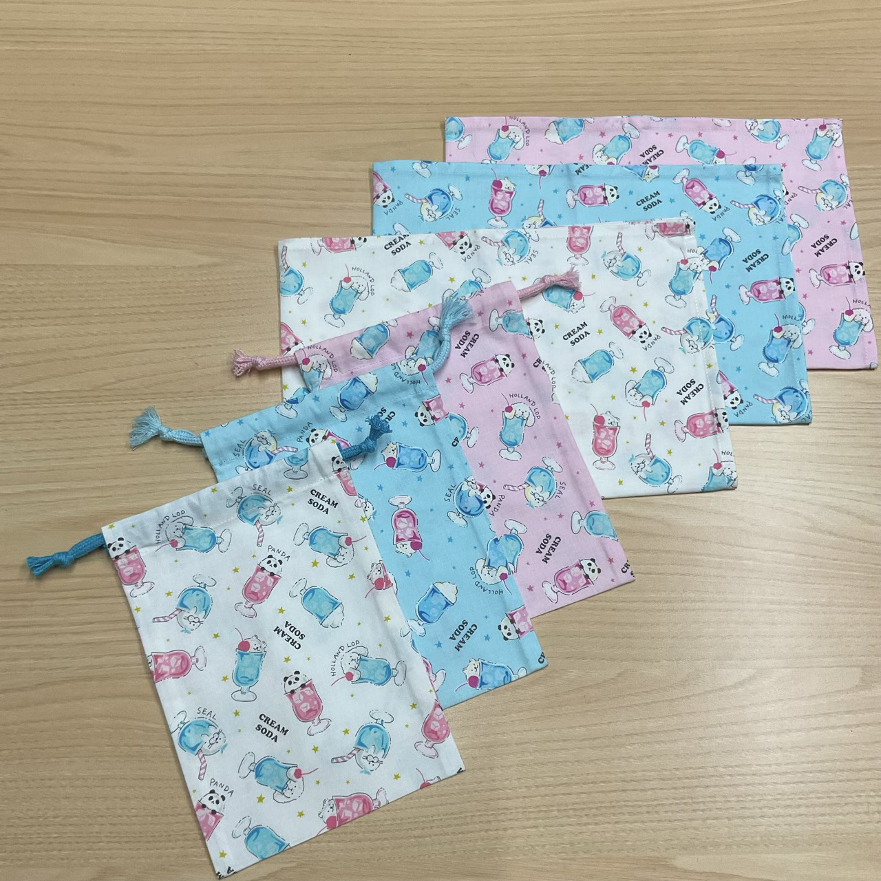 現品限り動物ソーダ柄【給食セット×3日分】w60×40cmランチョンマット
