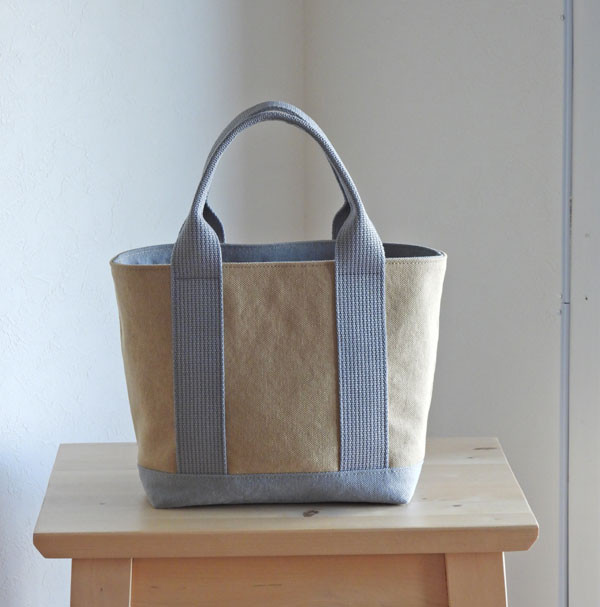 キャンバスベビーシンプルトート　ベージュ／ライトグレー