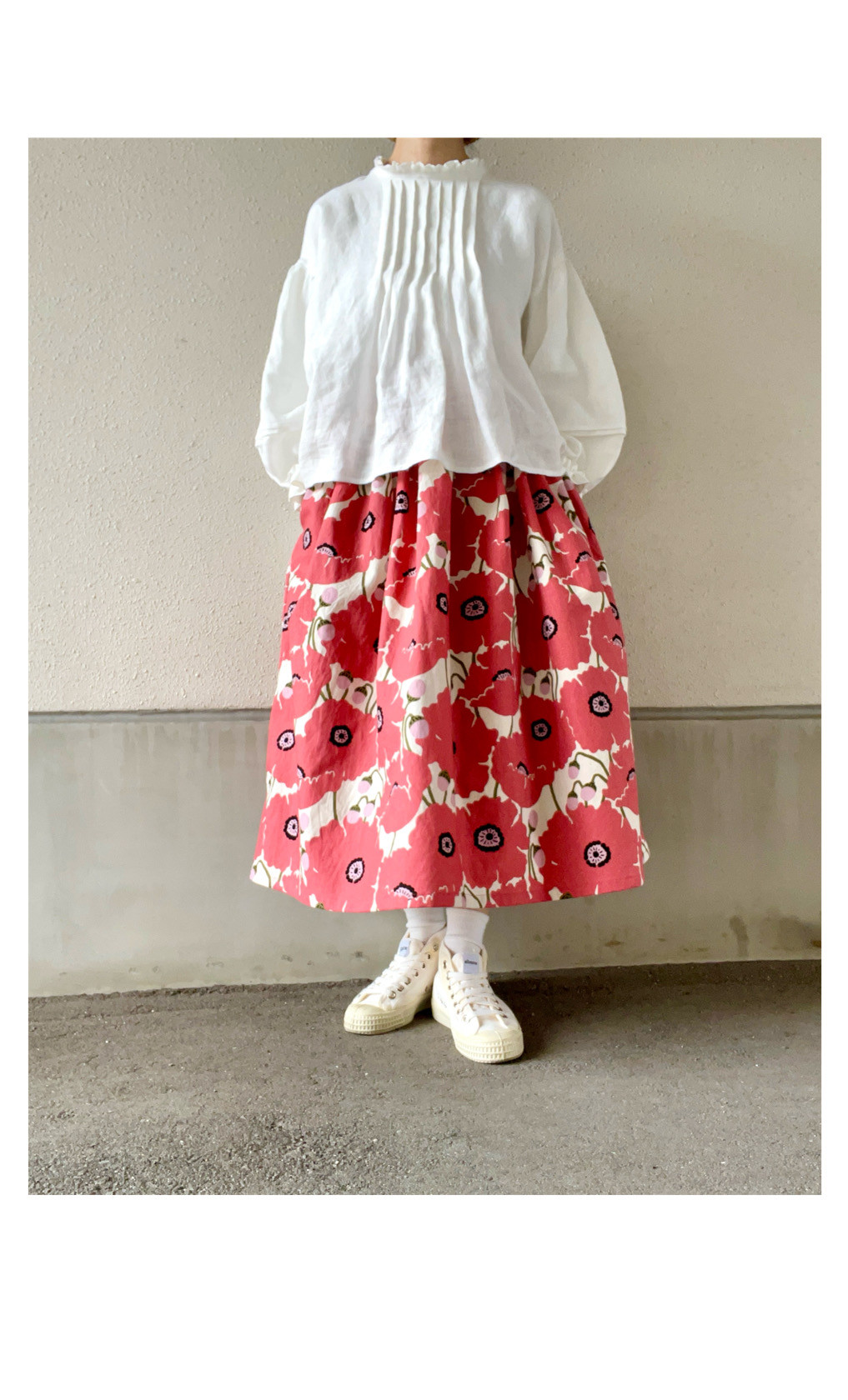 『春限定2026』春先取りケシの花ギャザースカート