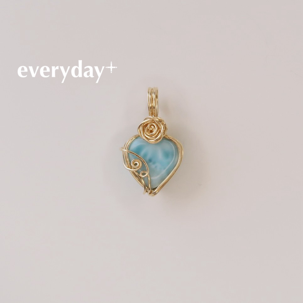 ラリマーのペンダントトップ×14KGFワイヤーラッピング