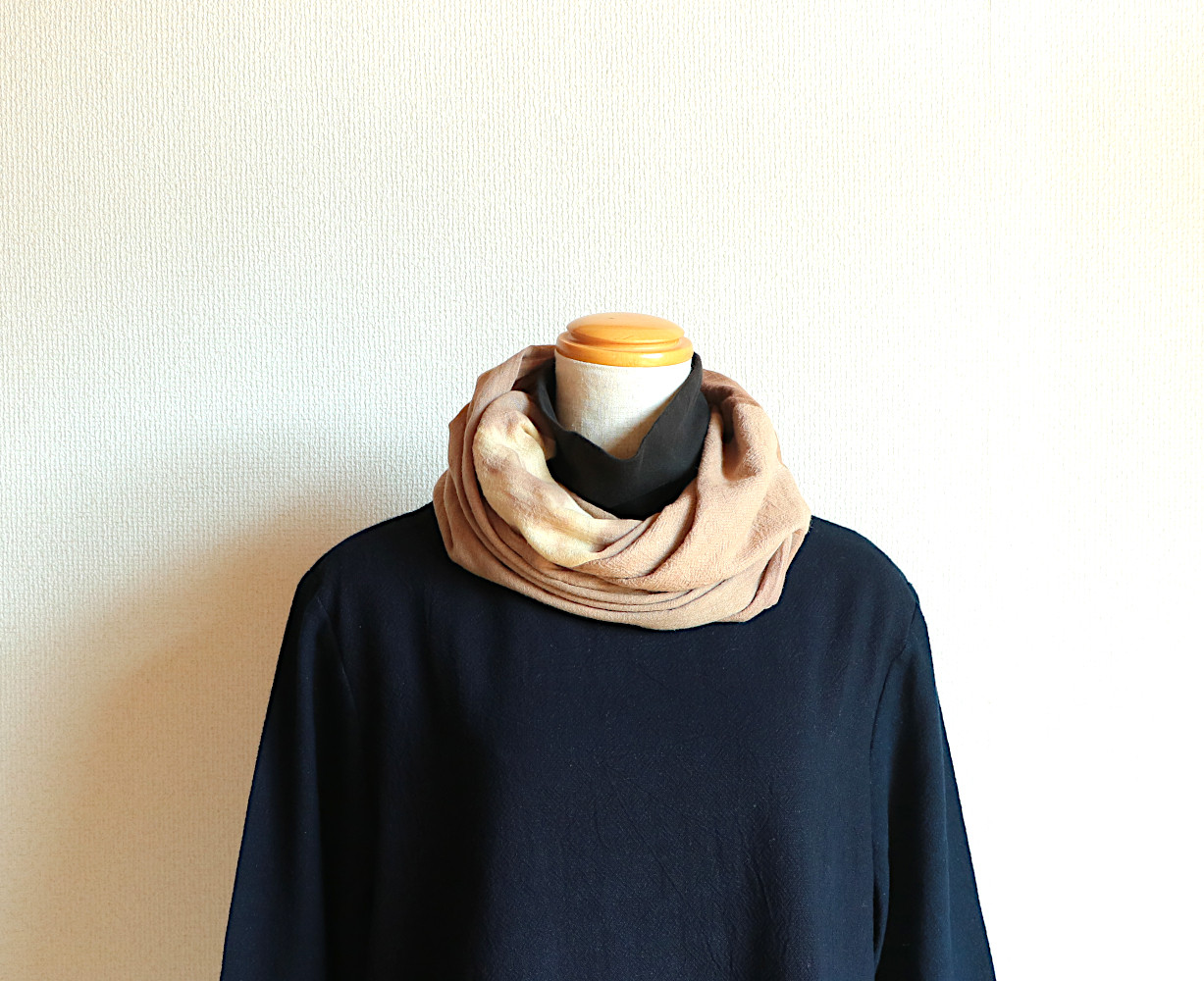 グレーモカピンク/綿/幅太/◎スヌード