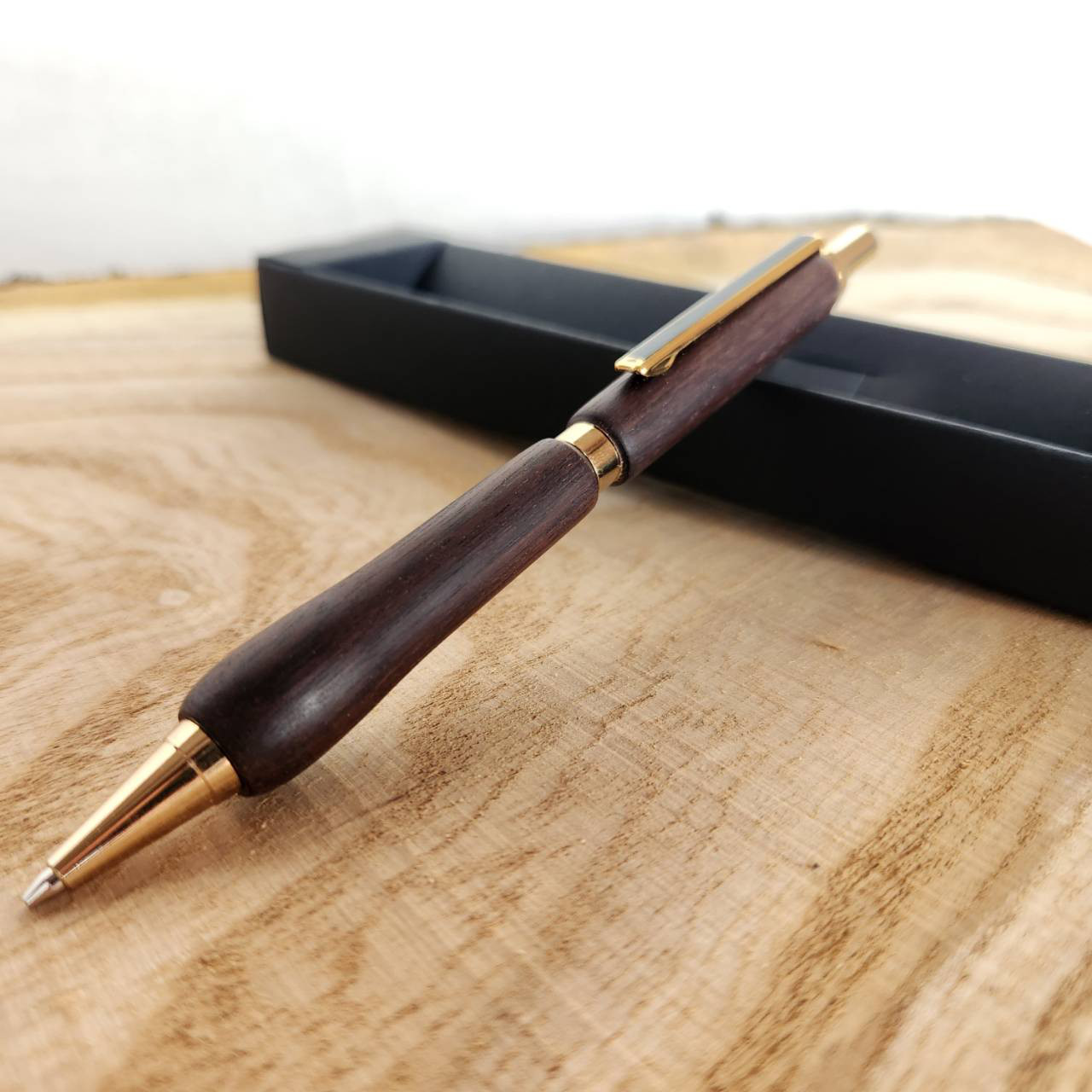 [9f2]縞黒檀（しまこくたん）の木軸ペン(スリム24）シャープペンシル