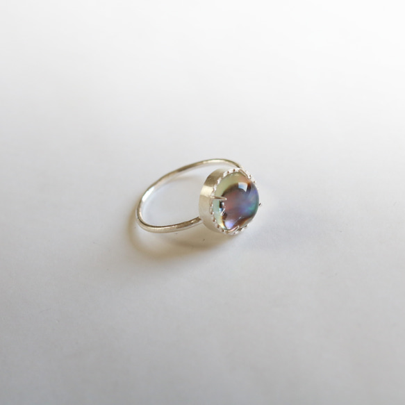 （925銀）鮑魚殼*水晶銀磨坊戒指（10毫米） 第4張的照片