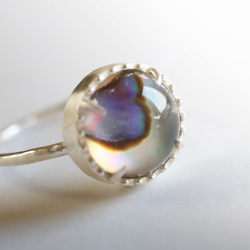 （925銀）鮑魚殼*水晶銀磨坊戒指（10毫米） 第3張的照片