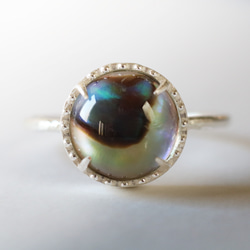 （925銀）鮑魚殼*水晶銀磨坊戒指（10毫米） 第1張的照片