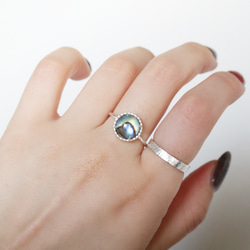 （925銀）鮑魚殼*水晶銀磨坊戒指（10毫米） 第6張的照片