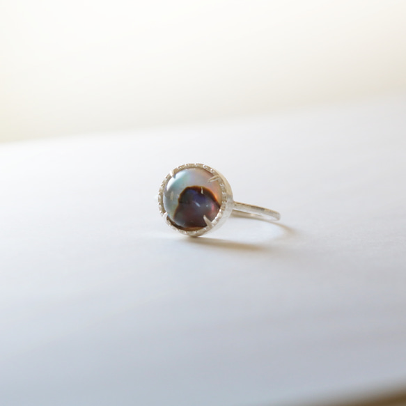 （925銀）鮑魚殼*水晶銀磨坊戒指（10毫米） 第7張的照片