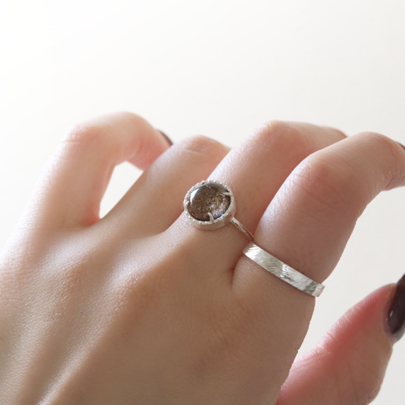 （925銀）花園石英銀磨坊戒指（10毫米） 第8張的照片