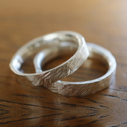 （925銀）紋理扁平銀戒指/也非常適合搭配其他戒指！ 第2張的照片