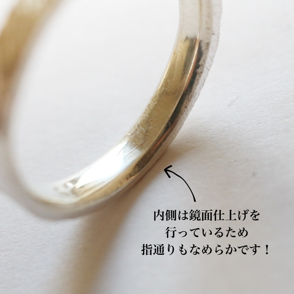（925銀）紋理扁平銀戒指/也非常適合搭配其他戒指！ 第3張的照片