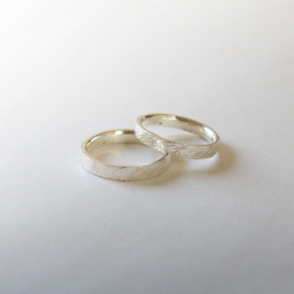 （925銀）紋理扁平銀戒指/也非常適合搭配其他戒指！ 第6張的照片