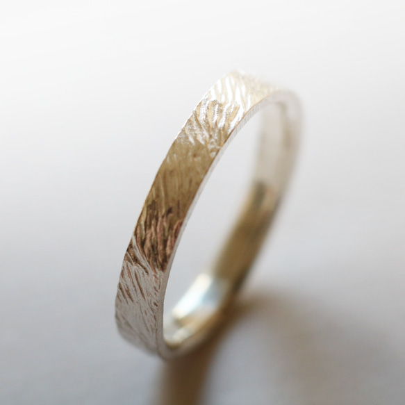 （925銀）紋理扁平銀戒指/也非常適合搭配其他戒指！ 第1張的照片