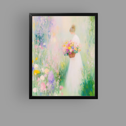 絵画。原画【かわいい猫が追随者の月と花の海を旅する】 絵画 アカザ麦