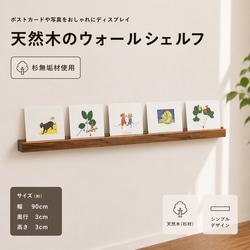 杉無垢材のCDディスプレイレール 6枚用 ウォールシェルフ CDラック