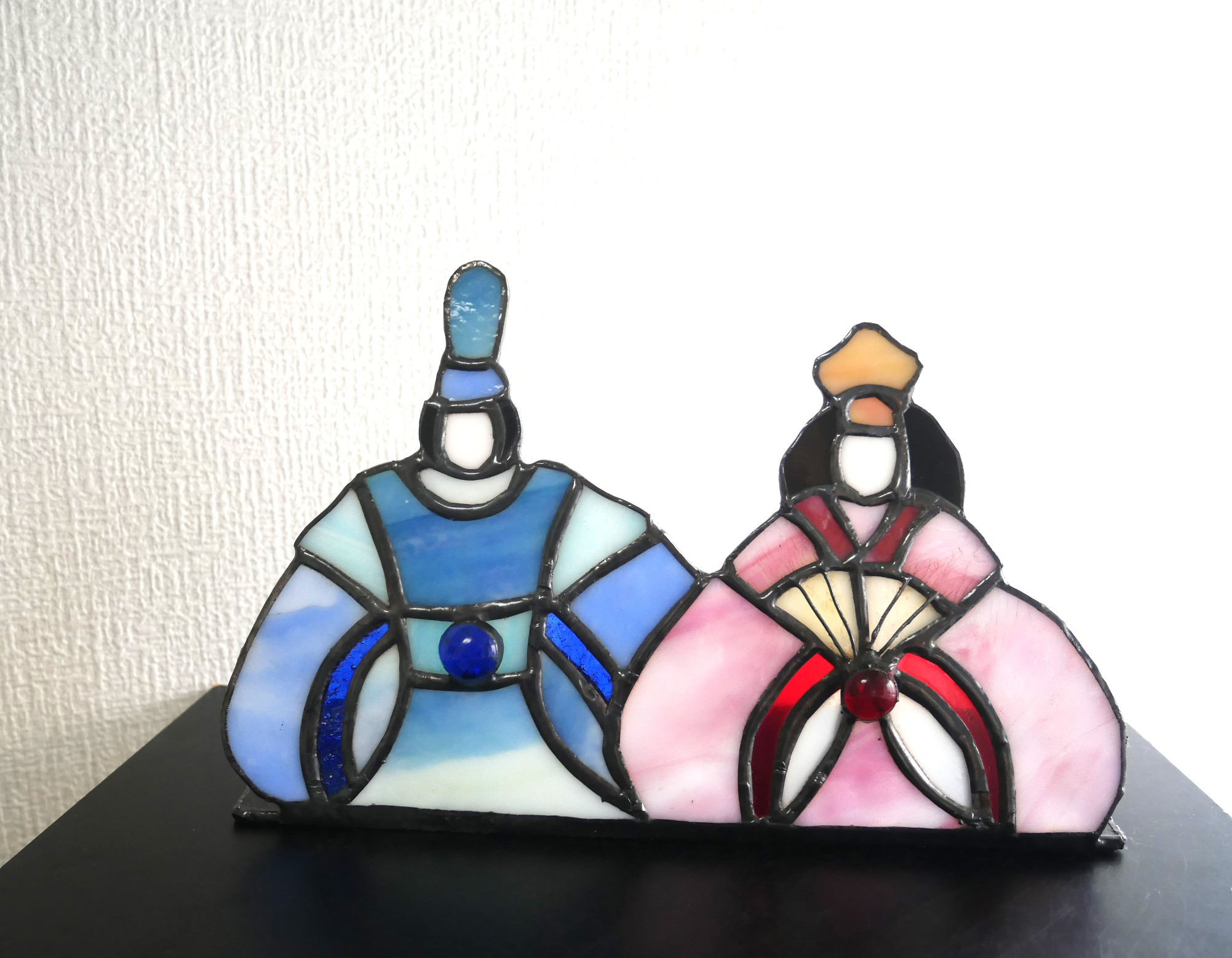 ✴︎:.｡.かわいいお雛様パネル（ピンク×水色）　　*ステンドグラス*