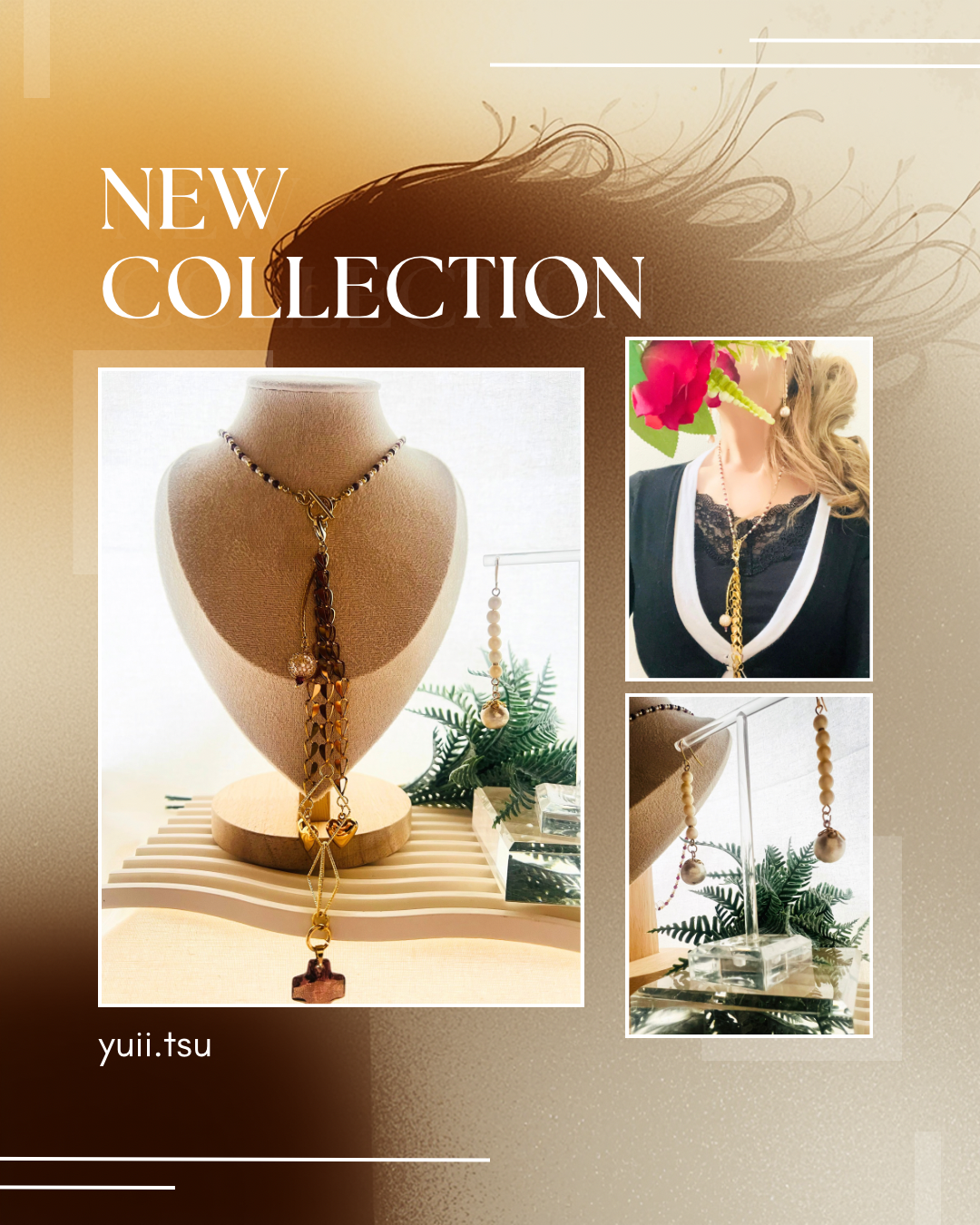 天然石ガーネット使用ネックレス&ピアス