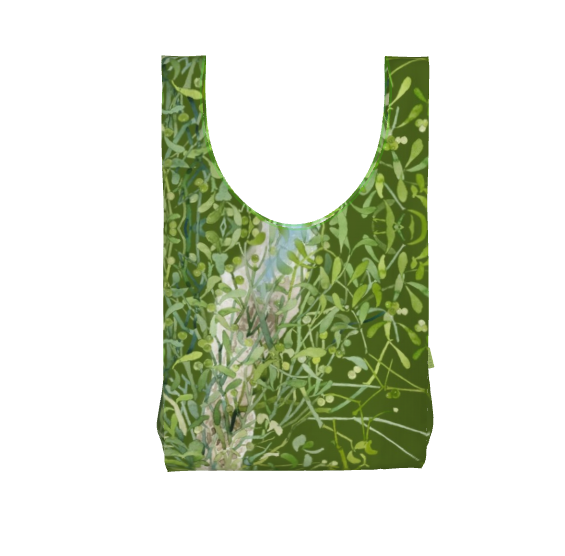 雨の日も安心で丈夫な防水パラシュート素材　抹茶色ヤドリギエコバック