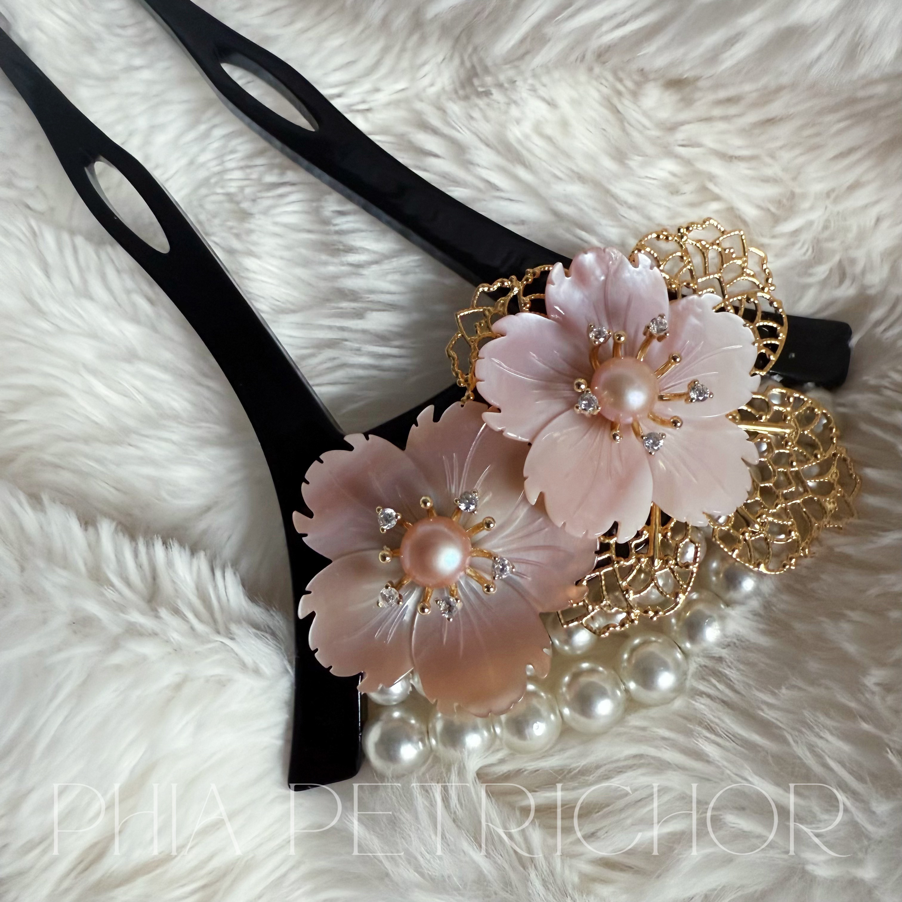 簪 和 K24GP 桜 かんざし バチ型 パール 簪 着物 髪飾り 留袖 着物 成人式 結婚式 卒業式