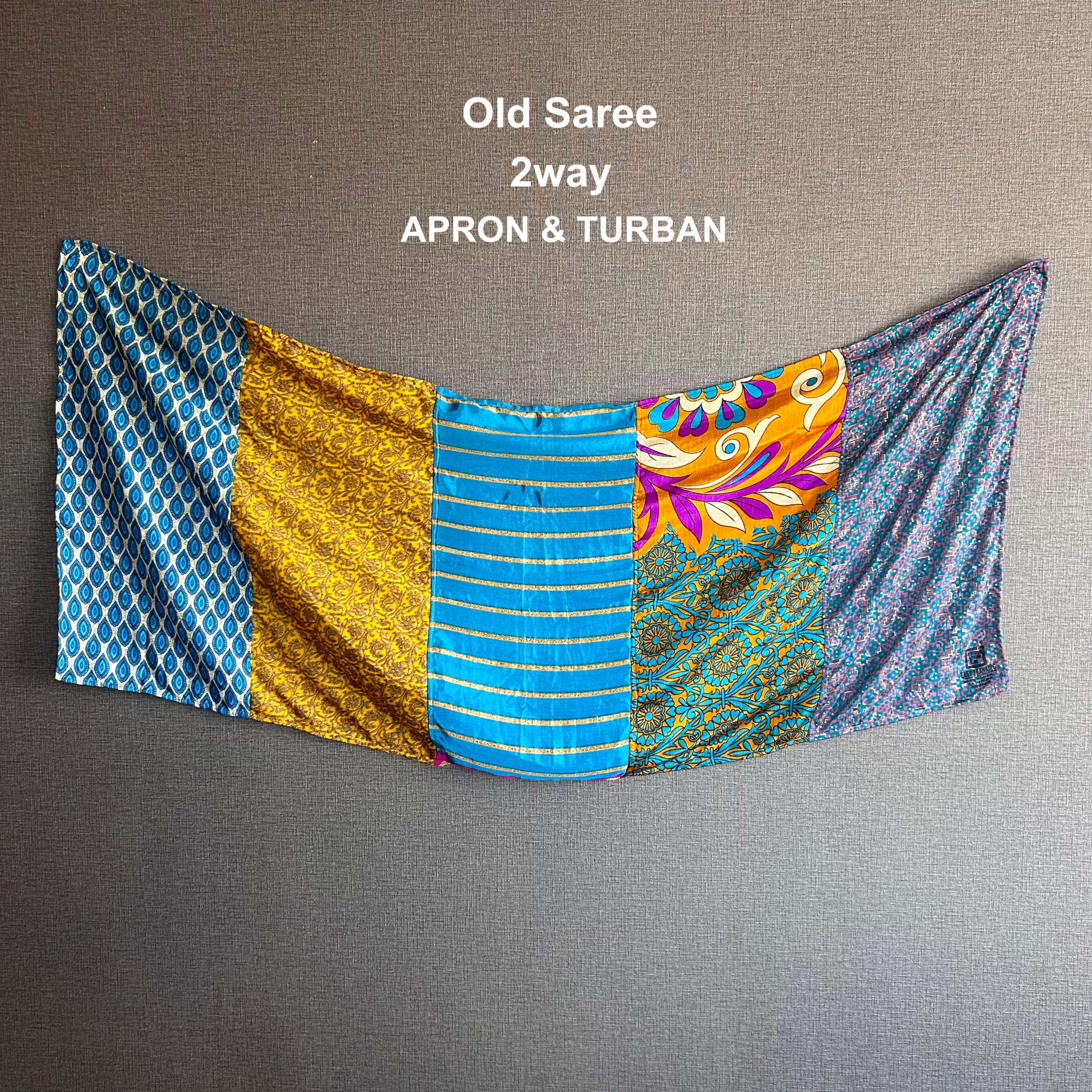 Old Saree REMAKE 2way APRON & TURBAN／ターバン／エプロン　③