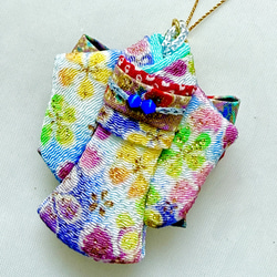 和柄ミニ着物と草履のストラップ＊桜模様／和風小物／ハンドメイド