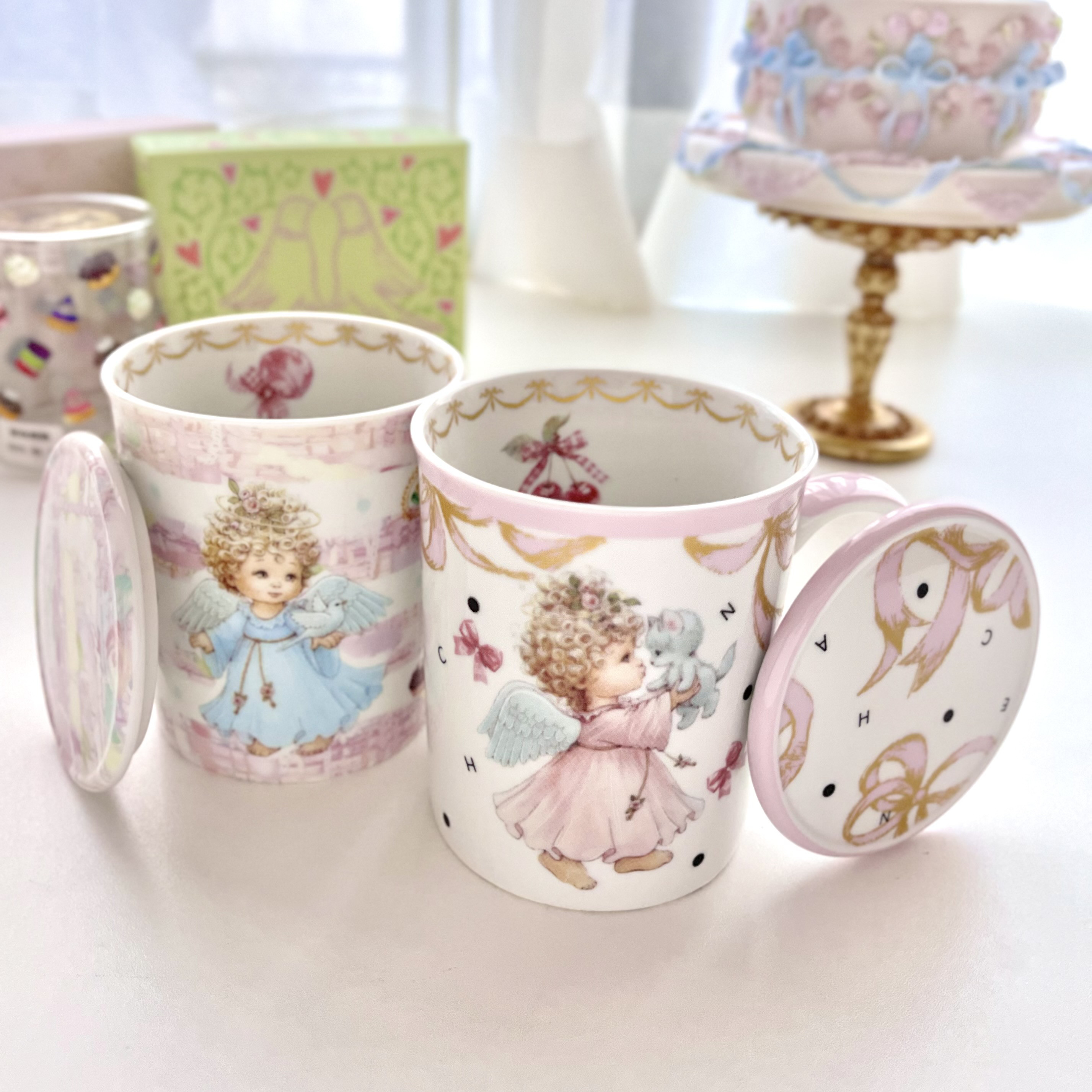 【即納】baby天使のかわいいマグカップ　蓋つきマグカップ