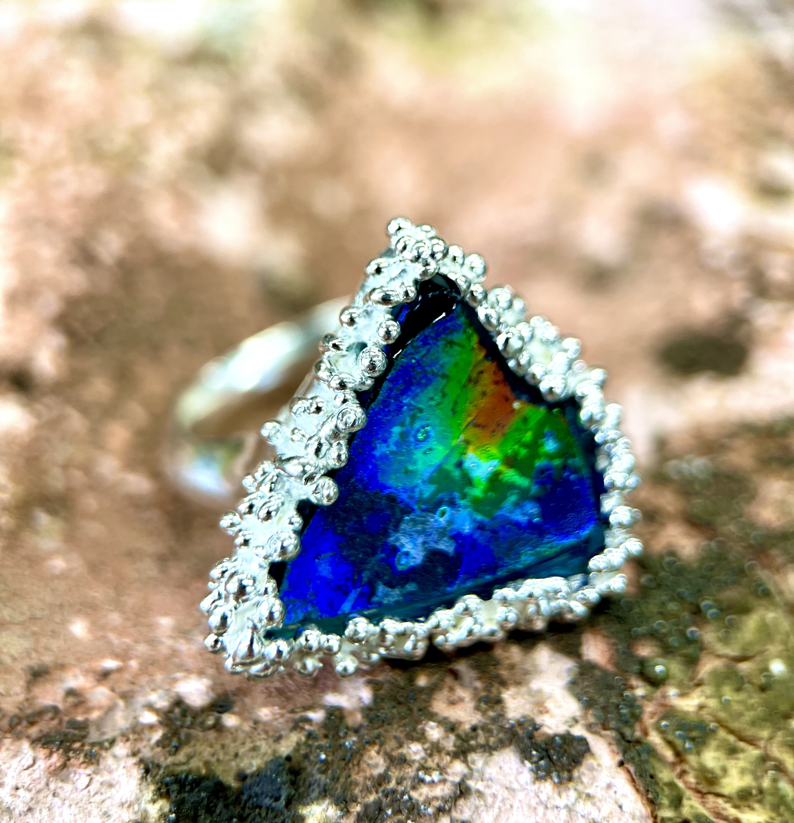 ローマングラスsilverリング(送料無料)一千年以上前のガラス片