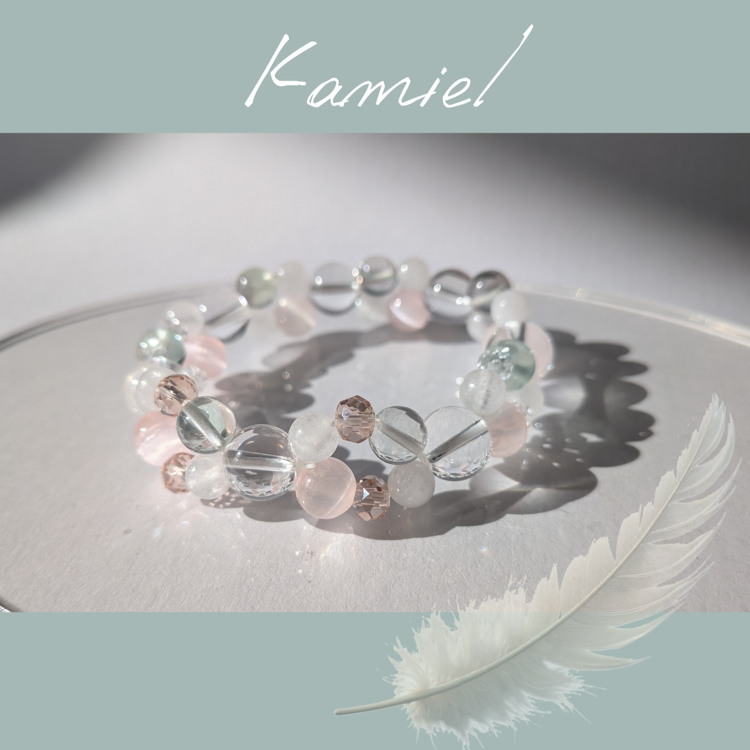 天使カミエルのブレスレット /  天然石 / グリーンフローライト / セレナイト