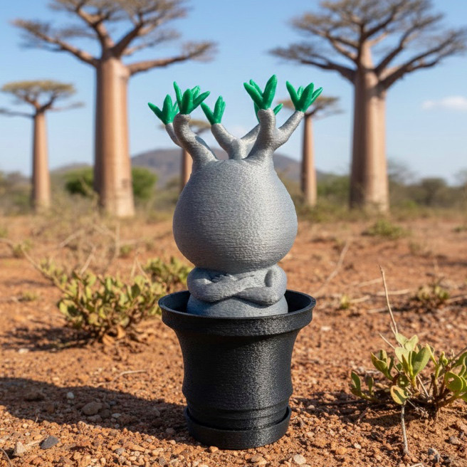 【唯一無二】恥ずかし塊根植物 フィギュア グラキリス　パキポディウム　鉢着脱可能